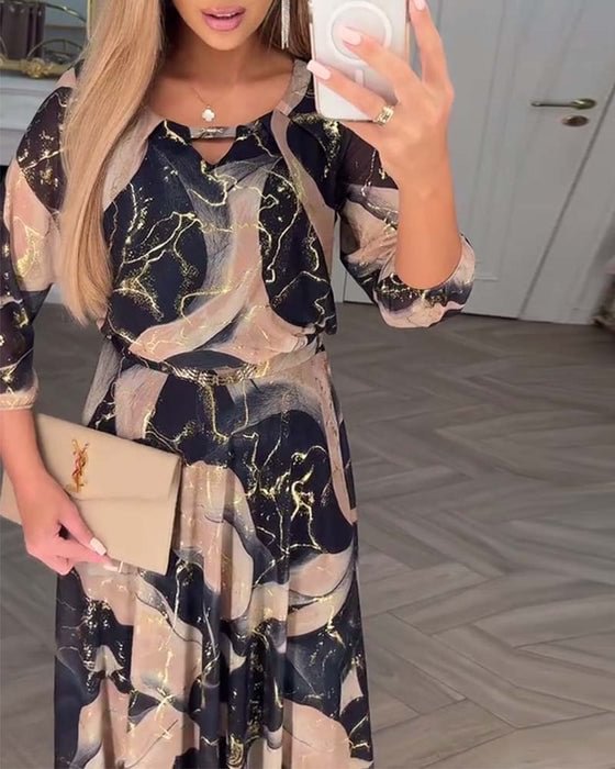 Camille | Women's Printed Maxi Dress — Elegant A-Line