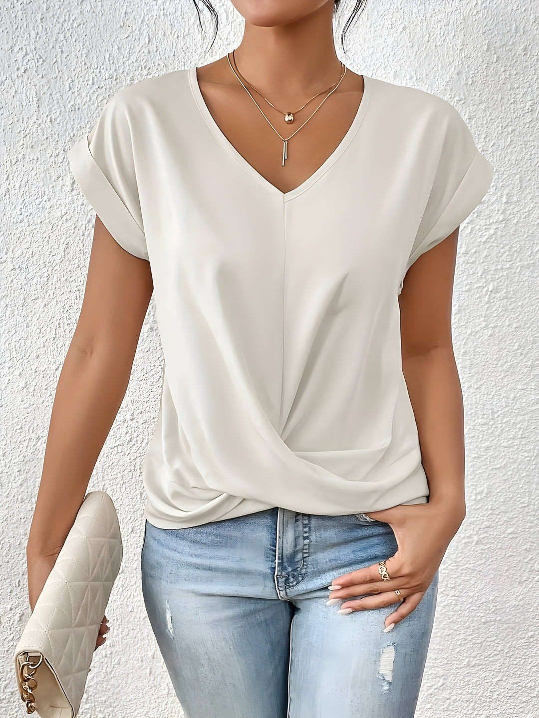 Sandra | Women's Twist-Front V-Neck Top — Flattering Fit