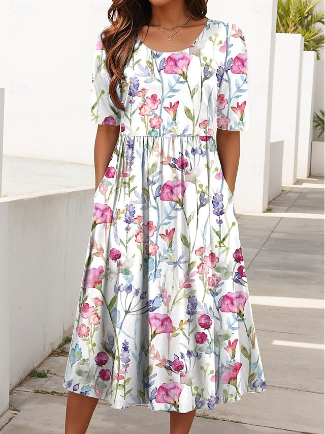 Carlyn | Women's Floral Midi Dress — Casual Summer Style