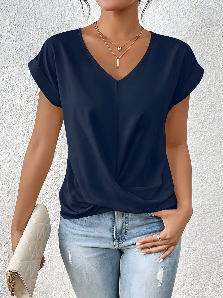Sandra | Women's Twist-Front V-Neck Top — Flattering Fit