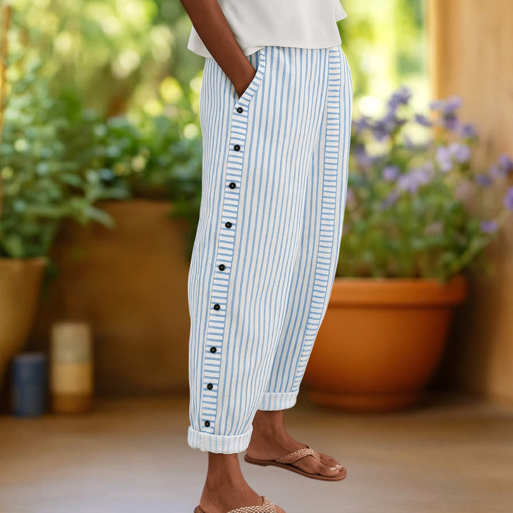 Ella | Stylish Striped Button Pants