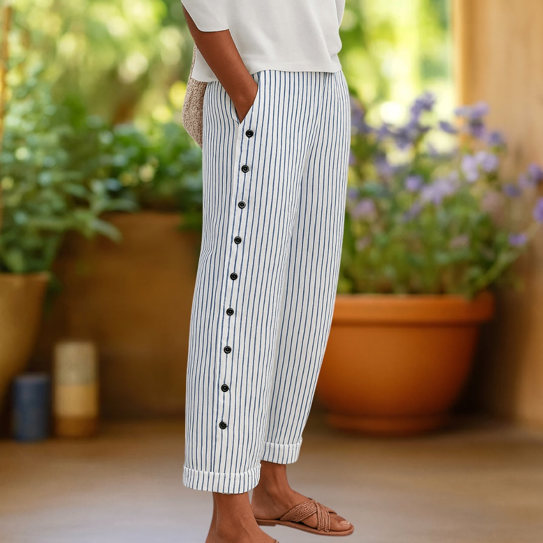 Ella | Stylish Striped Button Pants