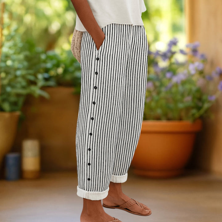 Ella | Stylish Striped Button Pants