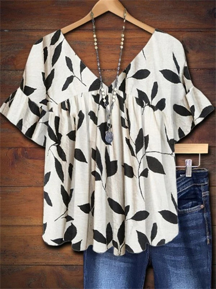 Anna | Women's Ruffled V-Neck Top — Casual Summer Style