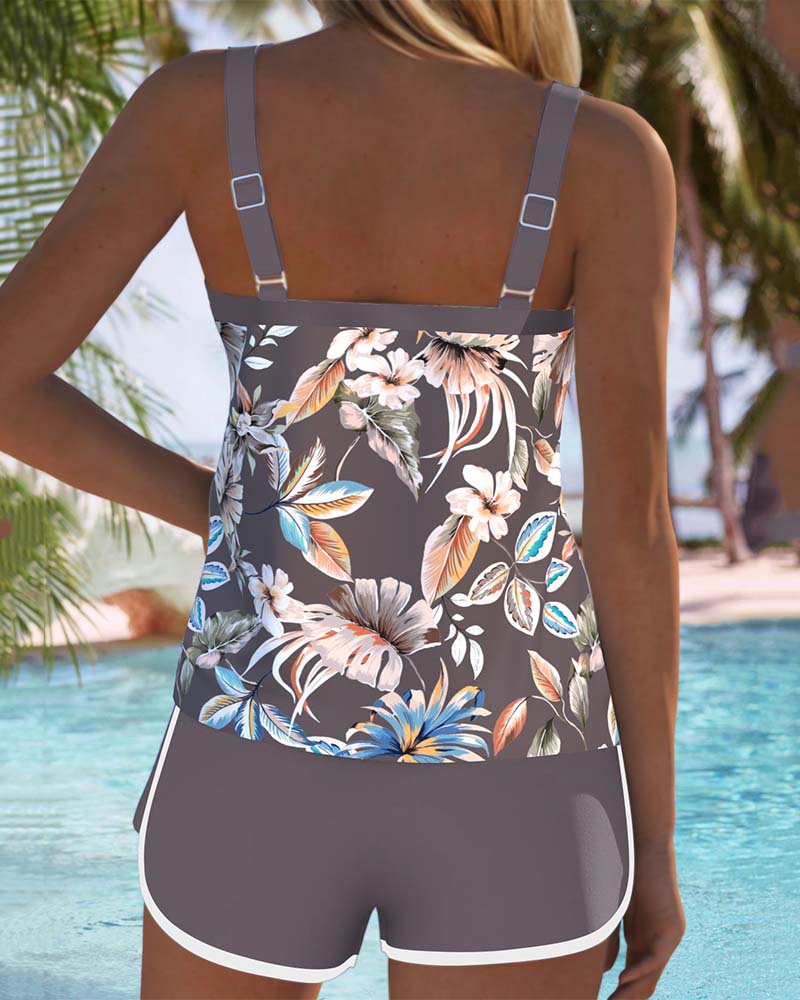 Charlotte | U-Neck Sleeveless Printed Tankini