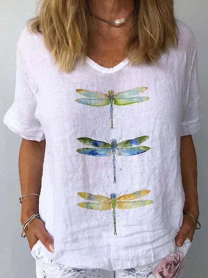 Stella | Women's Retro Floral V-Neck Top — Relaxed Fit