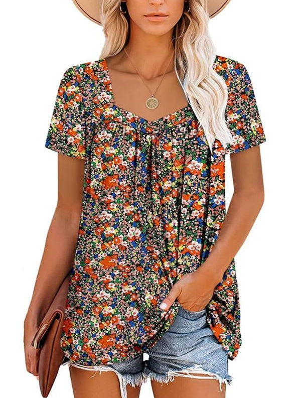 JANET | Women's Printed Short-Sleeve Top — Relaxed Fit