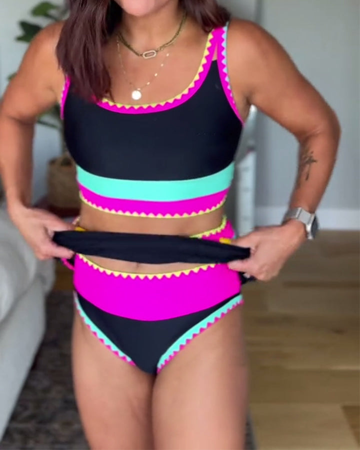 Emily | Elegant Three-Piece Color Block Swimsuit