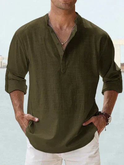 Joshua | Long Sleeve Cotton-Linen Shirt