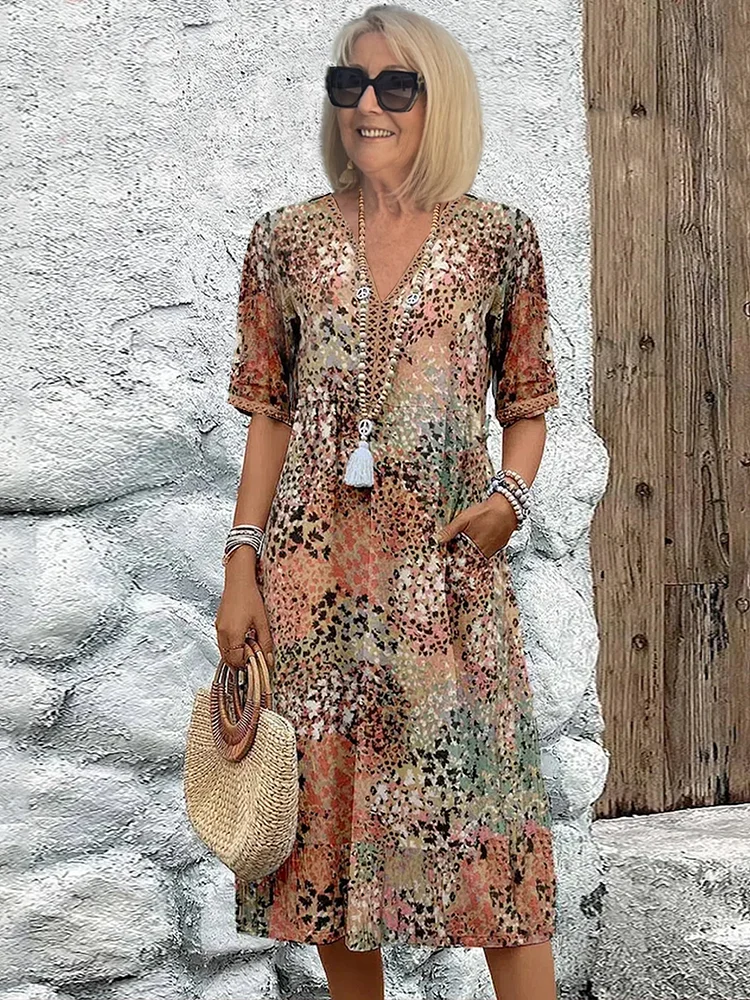 VERONICA | Women's Vibrant Midi Dress — Day-to-Night