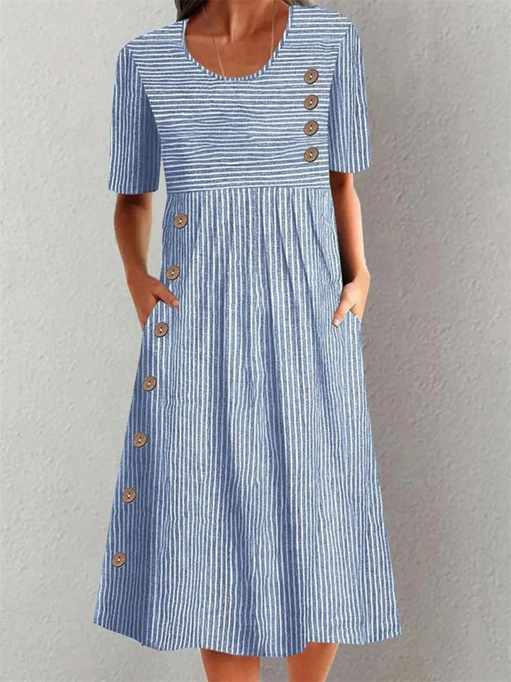 Lillian | Women's Striped Midi Dress — Relaxed Summer Fit