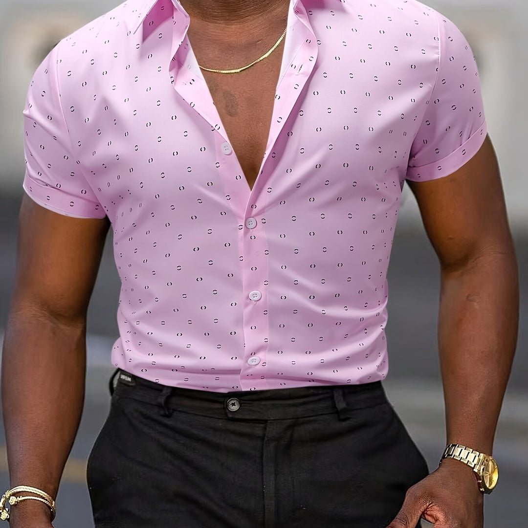 Aaron | Men's Printed Short Sleeve Shirt — Tailored Fit