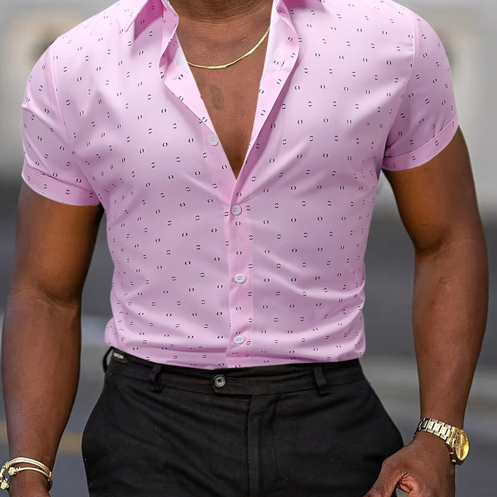 Aaron | Men's Printed Short Sleeve Shirt — Tailored Fit