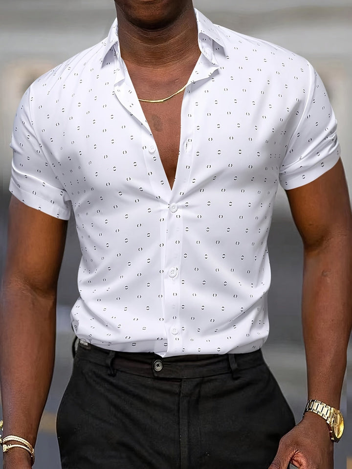 Aaron | Men's Printed Short Sleeve Shirt — Tailored Fit