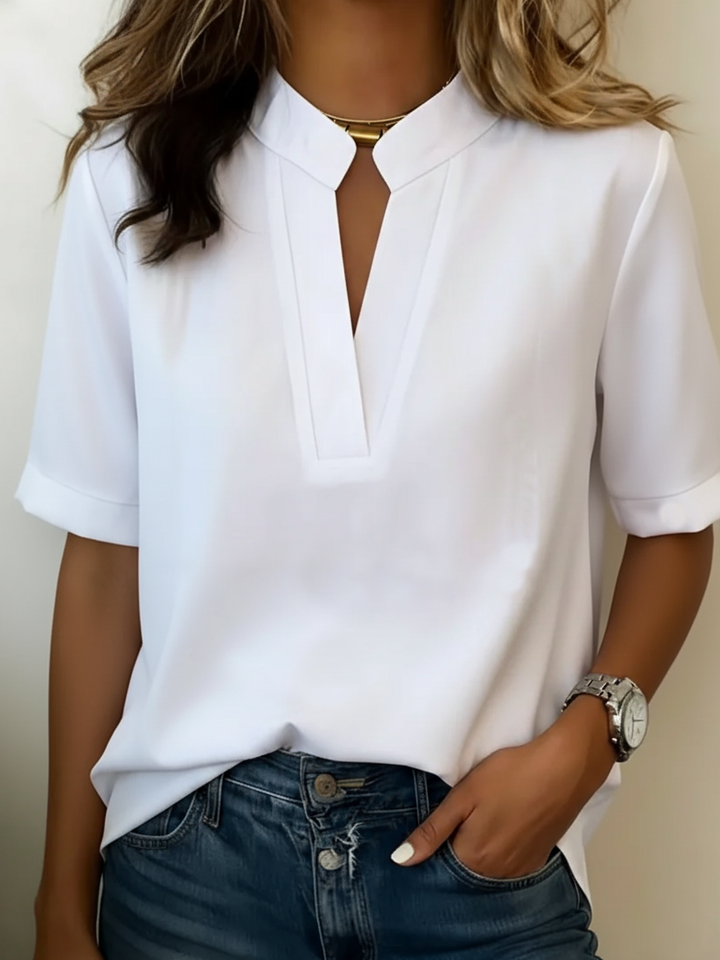Madelyn | Chic V-Neck Blouse with Golden Detail