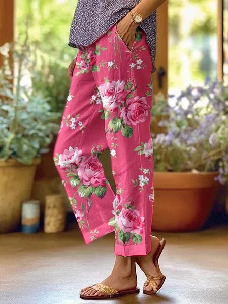 Lilah | Women's Floral Boho Casual Pants — Relaxed Fit