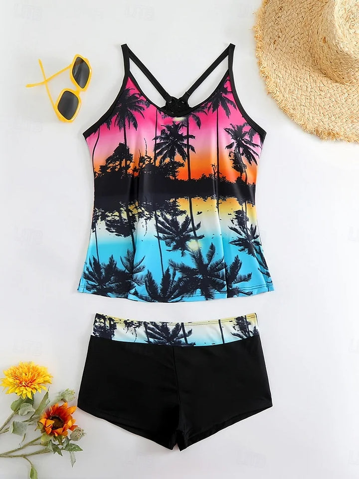 Havana™ | Tropical Print Tankini with Swim Shorts