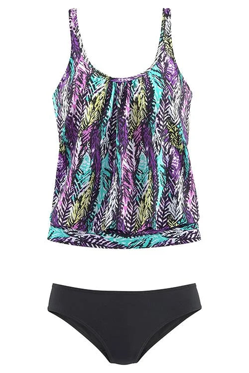 Penny™ | Feather Print Tummy Coverage Tankini