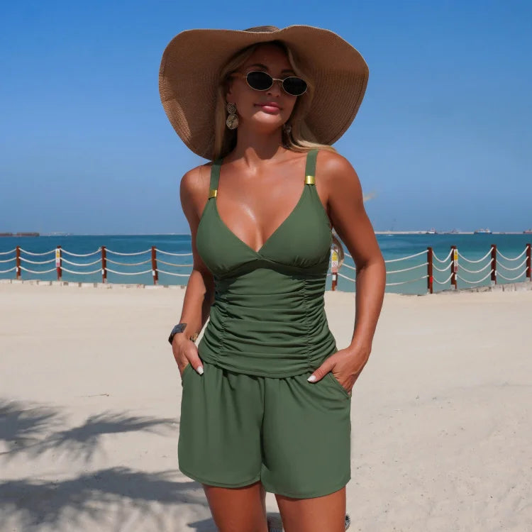 Harper™ | Ruched Pocket Tankini Set