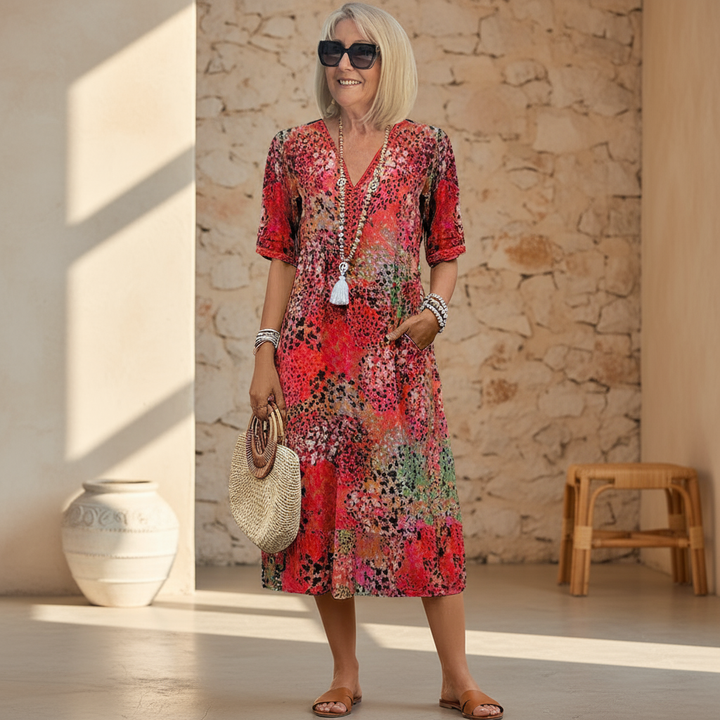 VERONICA | Women's Vibrant Midi Dress — Day-to-Night