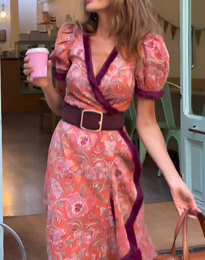 Francesca | Women's Elegant Pink Maxi Dress — Romantic Fit