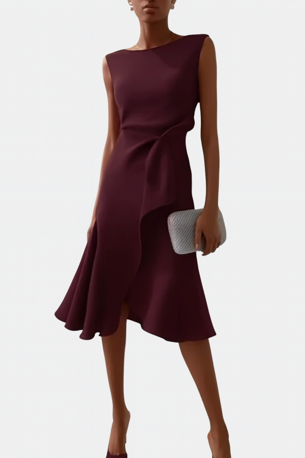 Eliana | Draped Asymmetric Midi Dress