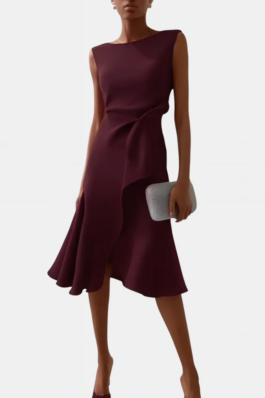 Nana | Draped Asymmetric Midi Dress