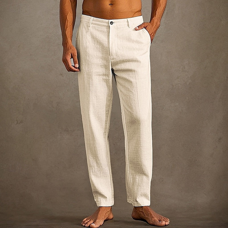 Marco - Men's Summer Linen Trousers Straight Leg Casual Pants