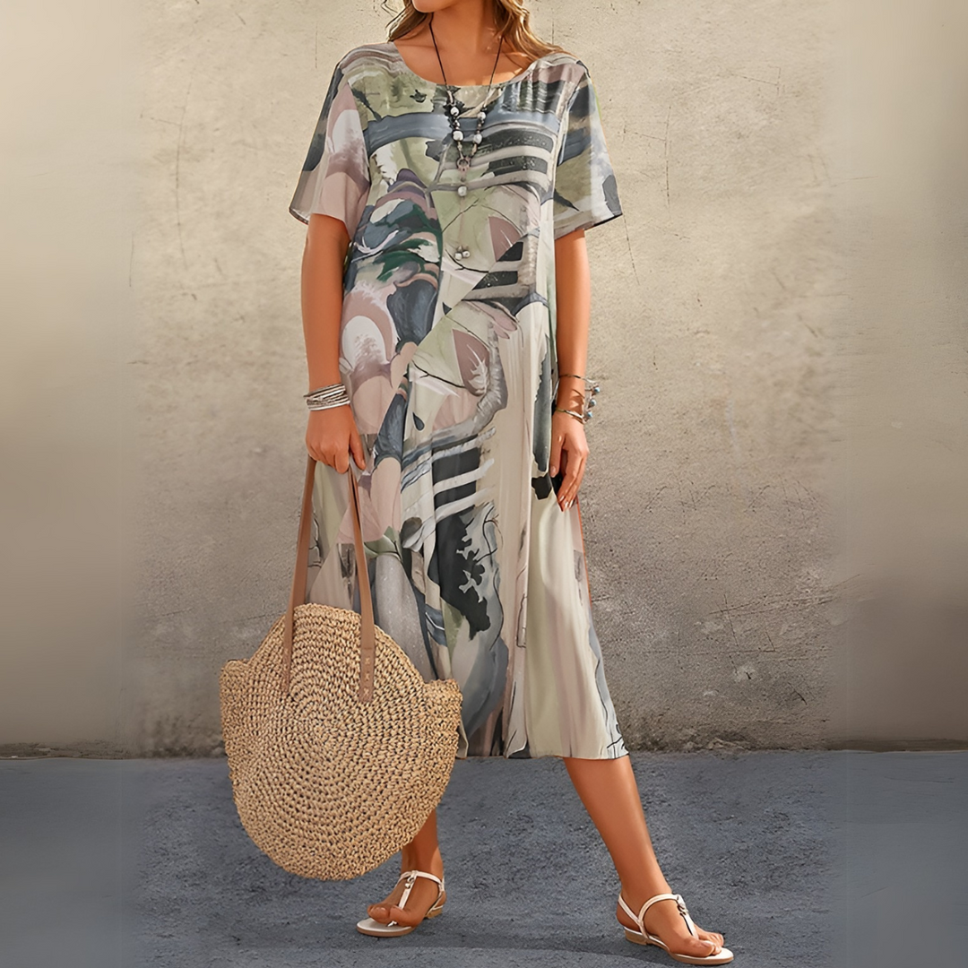 Joelle | Women's Floral Midi Dress — Light & Elegant Style