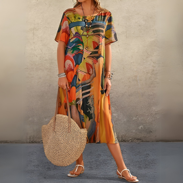 Joelle | Women's Floral Midi Dress — Light & Elegant Style
