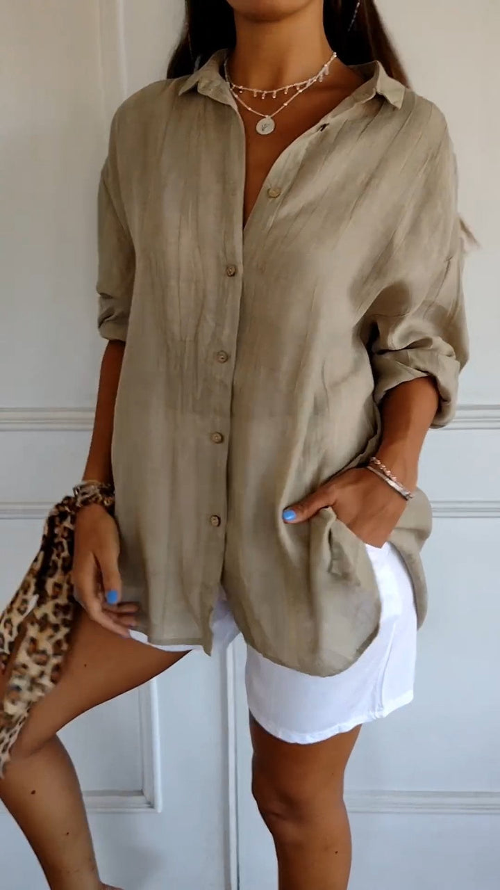 Sasha | Women's Elegant Pleated Blouse — Refined Everyday Style