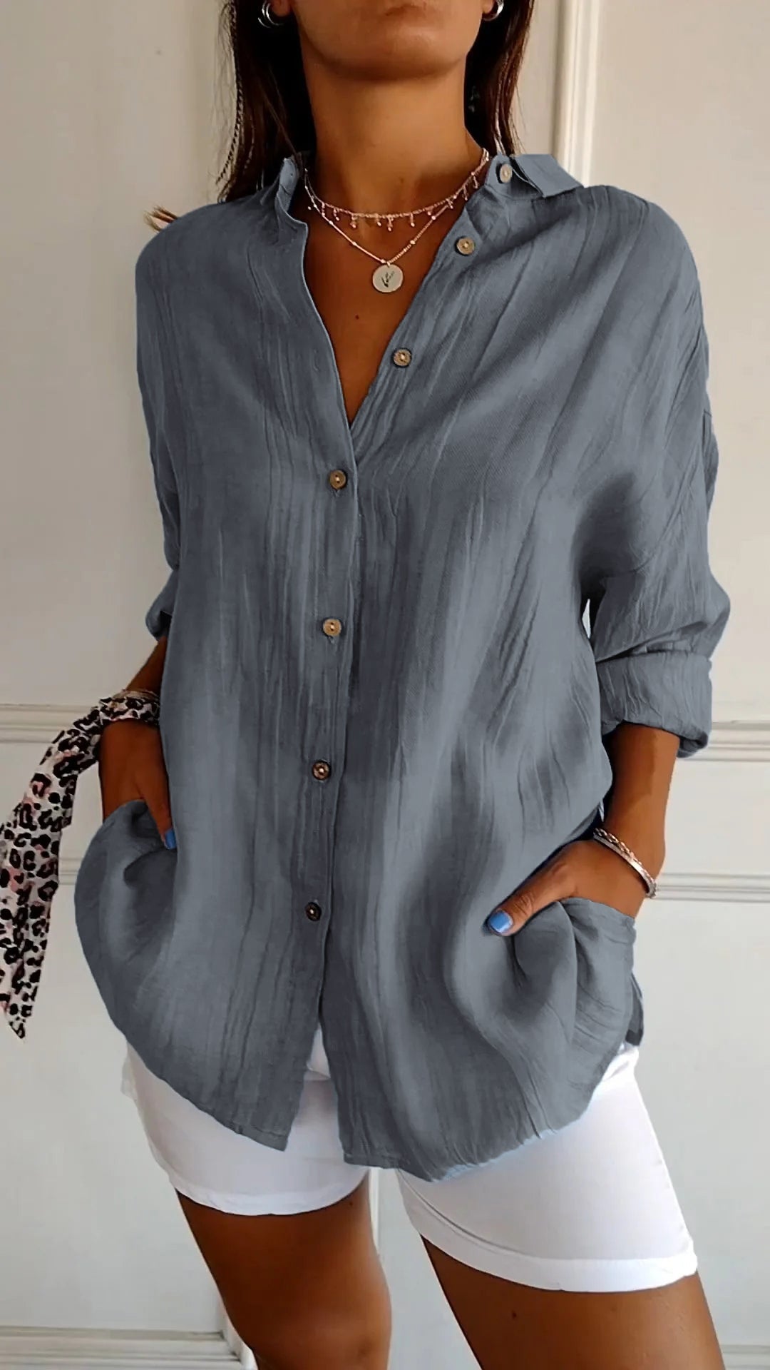 Sasha | Women's Elegant Pleated Blouse — Refined Everyday Style