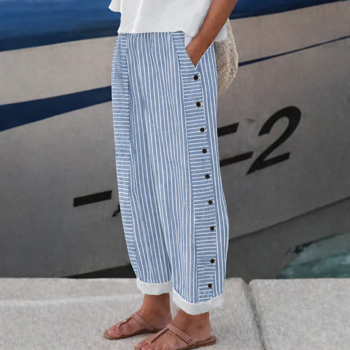 Molly | Women's Striped Coastal Trousers with Pockets