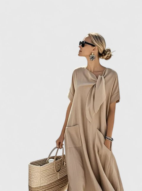 Antonina | Women's Elegant Summer Dress with Tie Neck