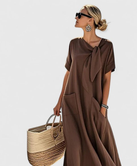 Antonina | Women's Elegant Summer Dress with Tie Neck