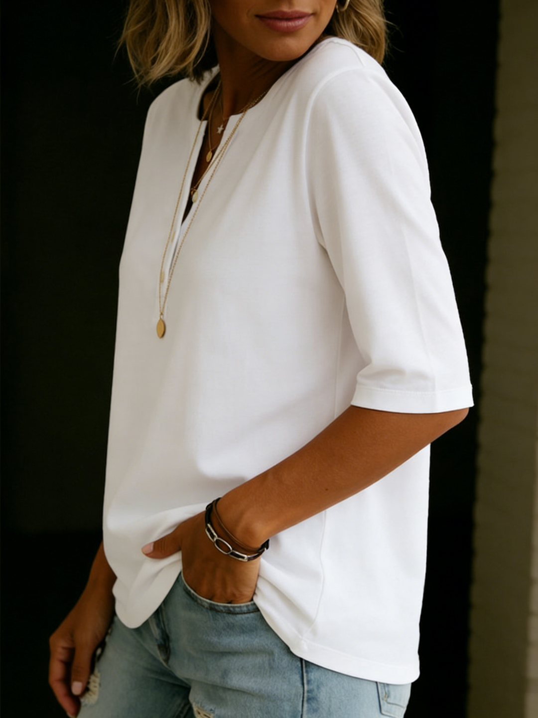 Angela | Top Buttoned 3/4 Sleeve