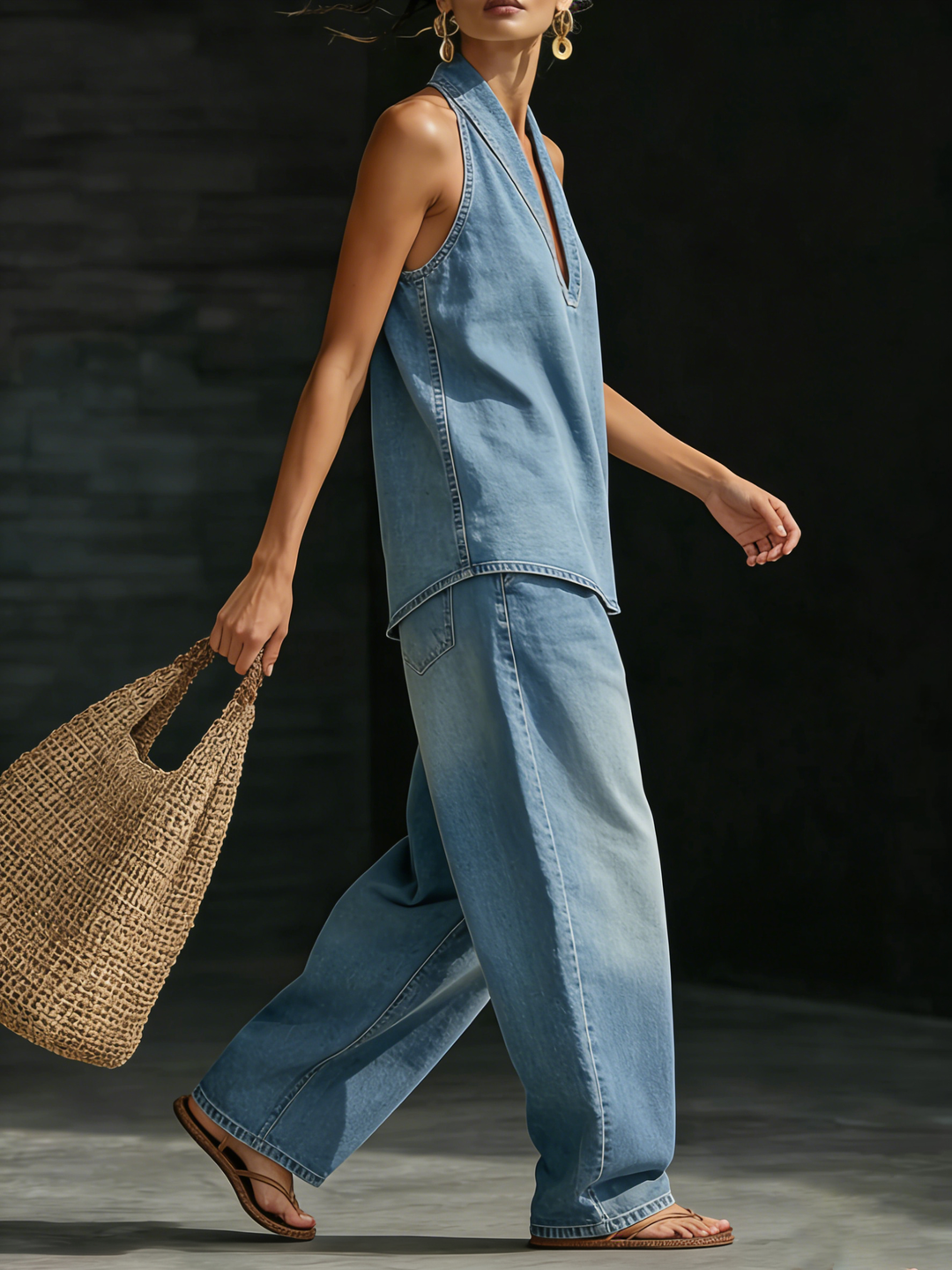 Maya™ | Comfortable Minimalist Denim Two-Piece Set