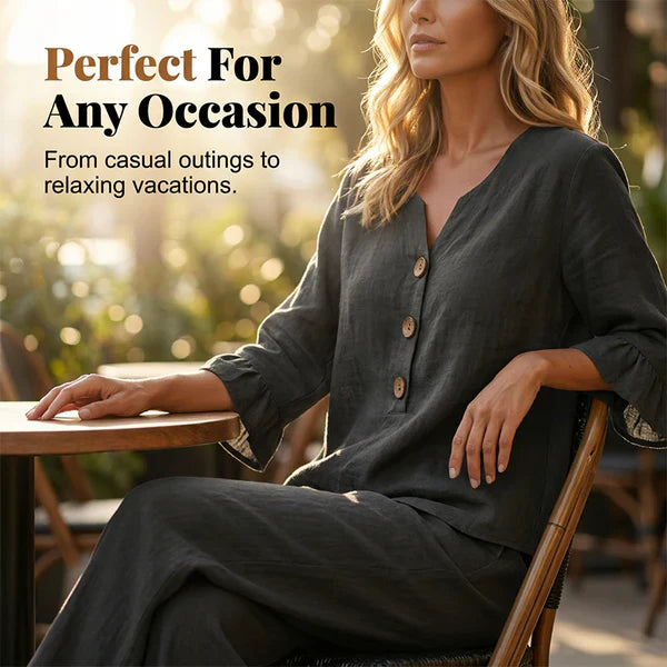 Raelynn | Elegant Ruffle Sleeve Top with Wide-Leg Pants